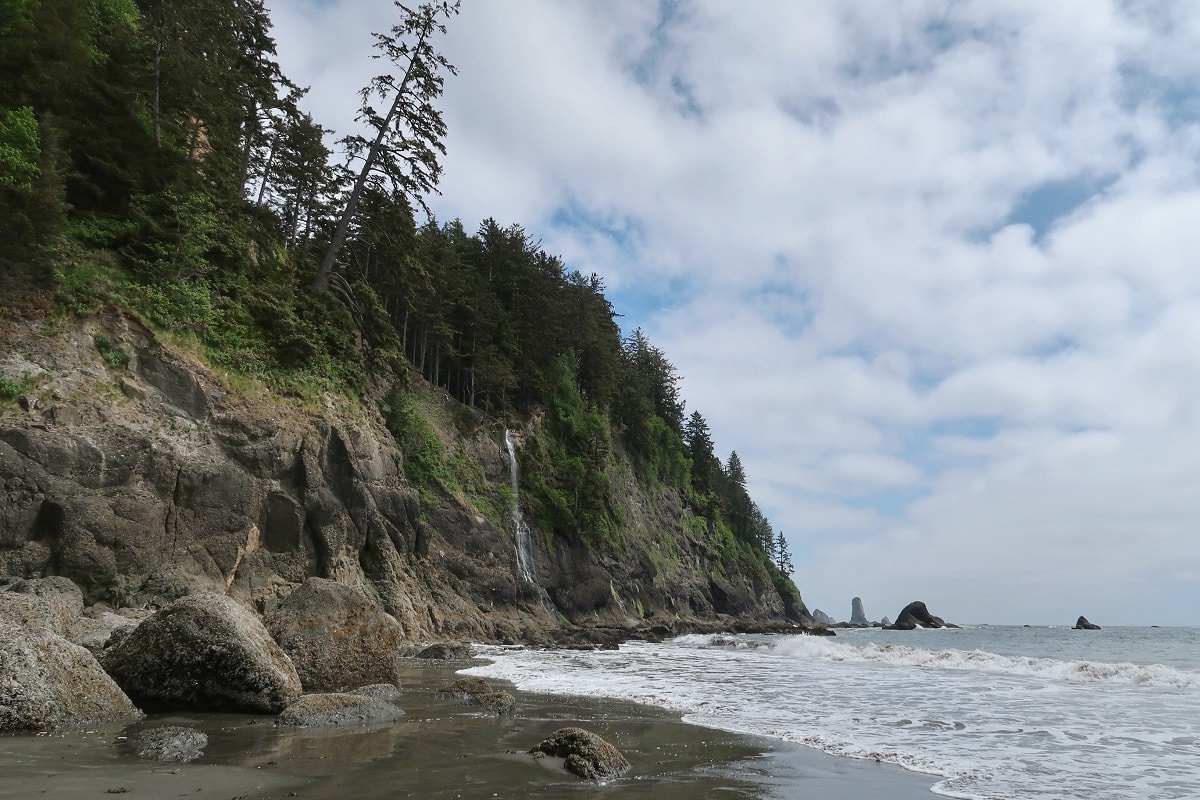 waterfall on Third Beach at Olympic National Park