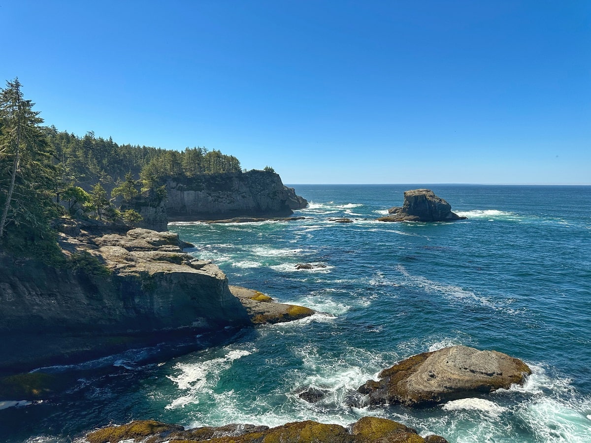 sea cliffs and rock formations at Cape Flattery, one of the best things to do in Neah Bay