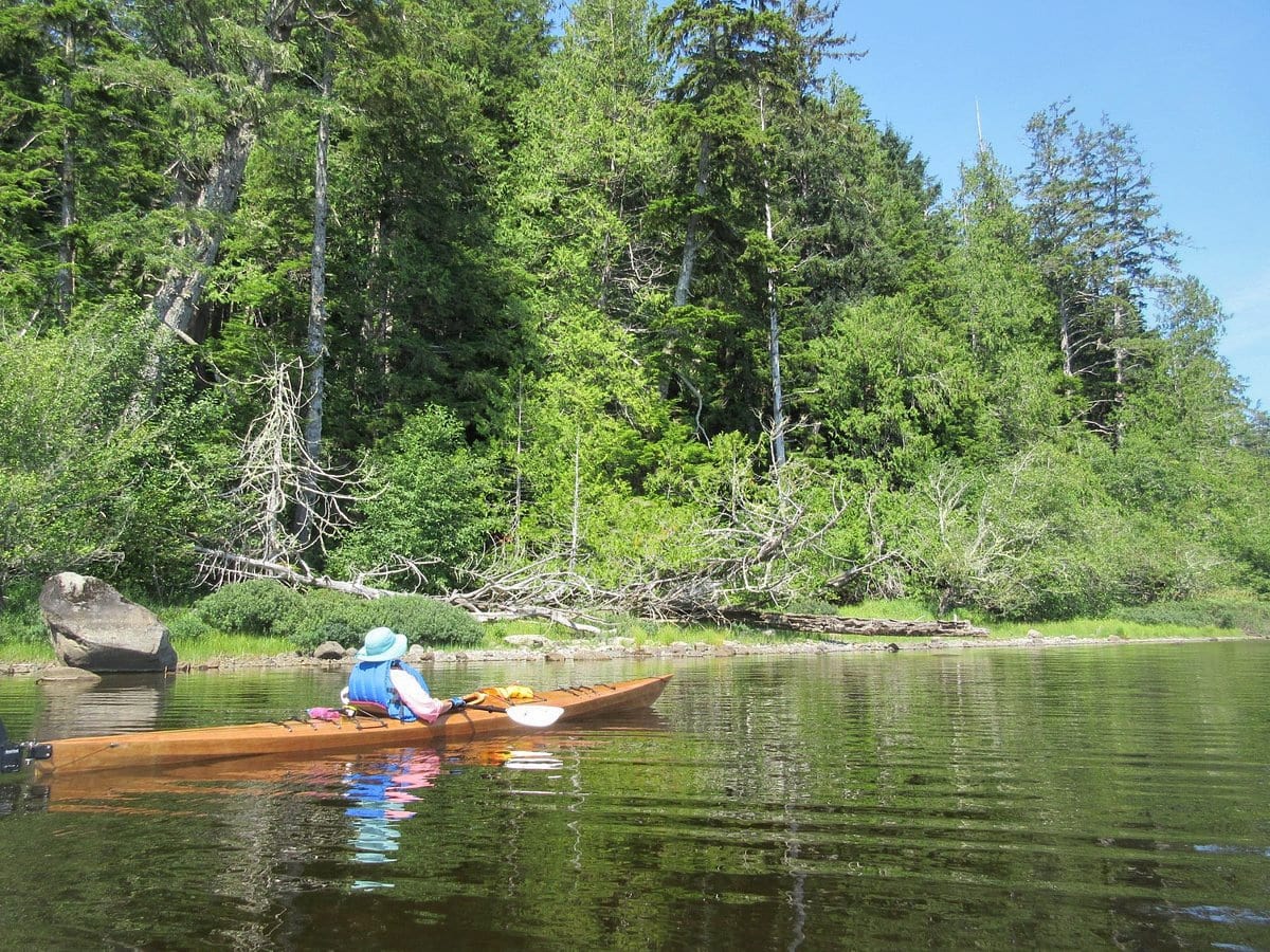 woman kayaking on Lake Ozette